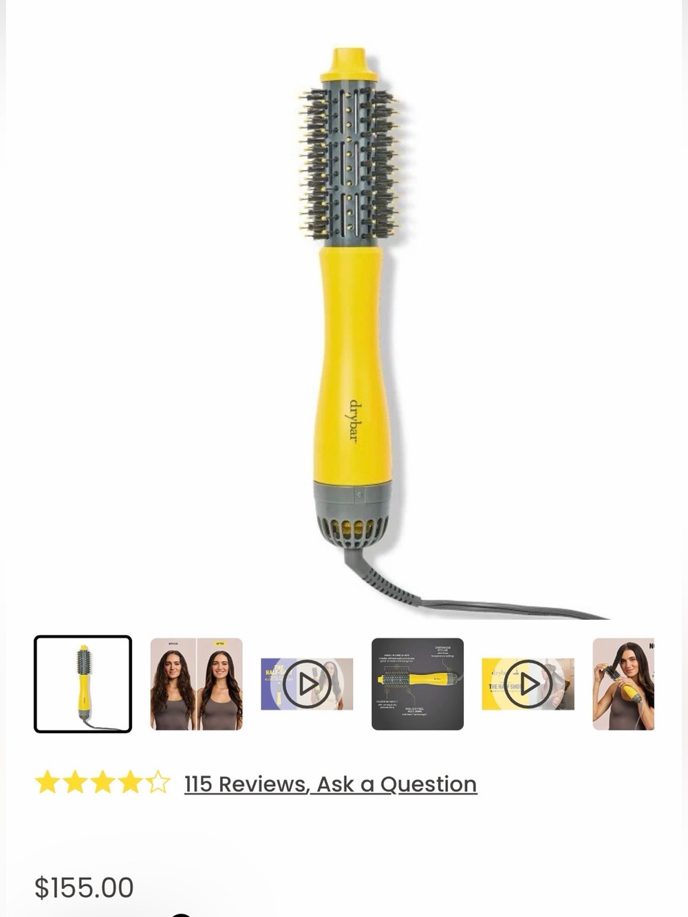Yellow hot air styling brush